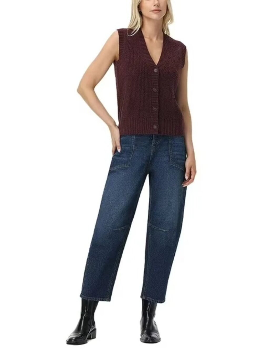 Frye Barrel Jeans Women's Size 4 High Rise Tapered Button Fly Cropped